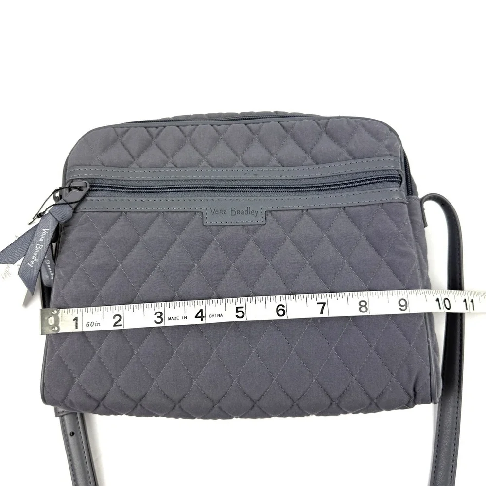 Vera Bradley Trimmed Crossbody Bag WITH‎ Wallet Carbon Gray Microfiber NWT